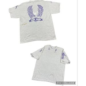 Street Thunder Purple Lightning Bolt Sleeves Eagle backT-shirt Gray Mens Size XL